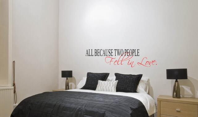 Vinyl Decal, All Because Two People Fell in Love Wall Bedroom Home Decor, Saying - image 1