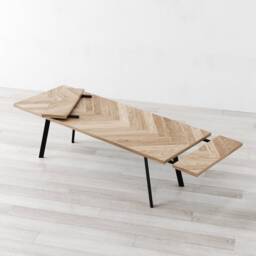 Prince Herringbone Extendable Natural Oak Dining Table - thumbnail 1