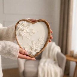 Large 3 Wick Heart Shaped Candle, Scented Soy Wax Wooden Bowl, Romantic Gift For Her, Valentines Day Candle Gift, Anniversary Gift, Flower Candle - thumbnail 2