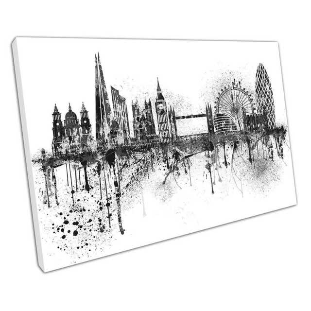 London Landmark Bw Wall Art Print Spray Paint Style Decor For Home Office - image 1