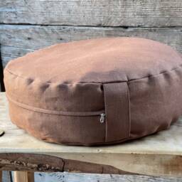 Brown Linen Buckwheat Meditation Zafu Cushion Linen Floor Pillow Meditation Sustainable Yoga - thumbnail 3