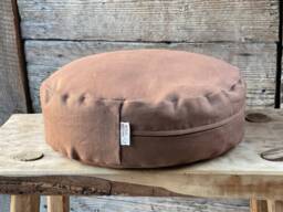 Brown Linen Buckwheat Meditation Zafu Cushion Linen Floor Pillow Meditation Sustainable Yoga - thumbnail 1