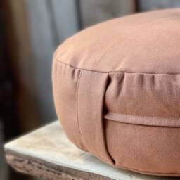 Brown Linen Buckwheat Meditation Zafu Cushion Linen Floor Pillow Meditation Sustainable Yoga - thumbnail 2