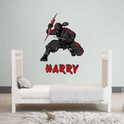 Personalized Ninja Wall Art, Personalised Boys Name Sticker, Samurai Warrior Decal - Thevinylcreations - thumbnail 3