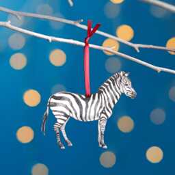 Zebra Christmas Tree Decoration, Birch Plywood Ornament, Animal Lover Gift, Festive Watercolour Art, Traditional Keepsake - thumbnail 1