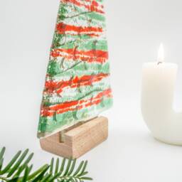 Large Glass Christmas Tree Red Green 22cm - 8 1/2 - thumbnail 2