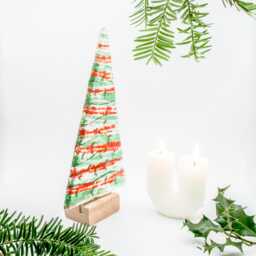 Large Glass Christmas Tree Red Green 22cm - 8 1/2