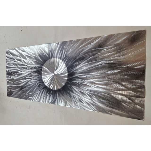 Optical. Modern, Abstract, Contemporary Metal Wall Art, Sculpture, 3D Effect, By R Toomer Art. Indoor/Outdoor. Silver & Grey - image 1
