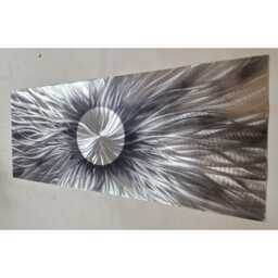 Optical. Modern, Abstract, Contemporary Metal Wall Art, Sculpture, 3D Effect, By R Toomer Art. Indoor/Outdoor. Silver & Grey - thumbnail 1