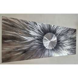 Optical. Modern, Abstract, Contemporary Metal Wall Art, Sculpture, 3D Effect, By R Toomer Art. Indoor/Outdoor. Silver & Grey - thumbnail 3
