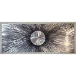 Optical. Modern, Abstract, Contemporary Metal Wall Art, Sculpture, 3D Effect, By R Toomer Art. Indoor/Outdoor. Silver & Grey - thumbnail 2