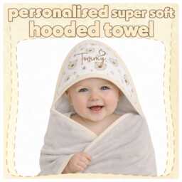 Personalised Baby Hooded Towel Embroidered Name Bathtime Custom Gift C/W Free Wash Cloth - thumbnail 3