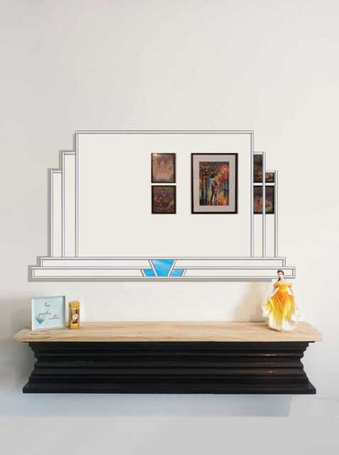 Large Art Deco Stain Glass Style Wall Mirror, Overmantle Handmade - image 1