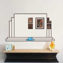 Large Art Deco Stain Glass Style Wall Mirror, Overmantle Handmade - thumbnail 3