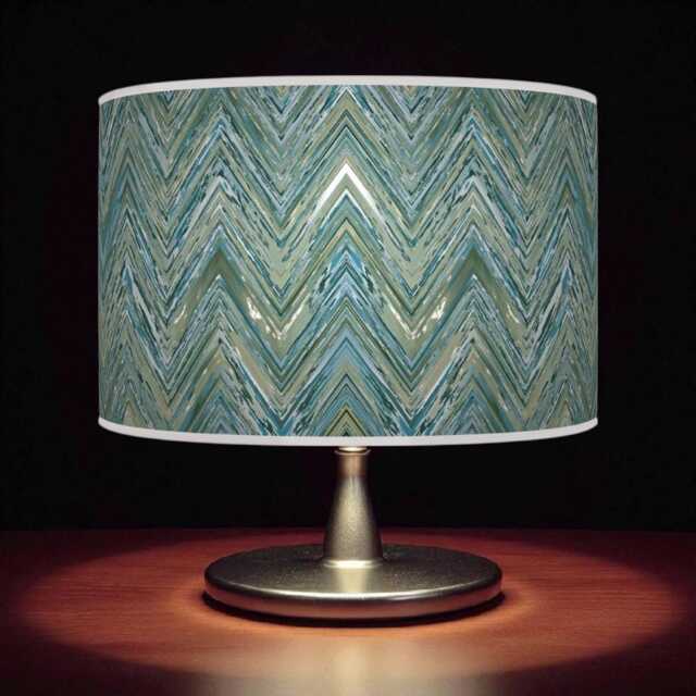 Modern Chevron Drum Lampshade - Blue Handmade Pendant Light For Stylish Home Interiors - image 1