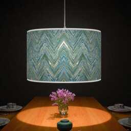 Modern Chevron Drum Lampshade - Blue Handmade Pendant Light For Stylish Home Interiors - thumbnail 2