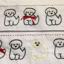Hand Embroidered Labrador Puppy Dog Pillowcases Vintage Style Set - thumbnail 3