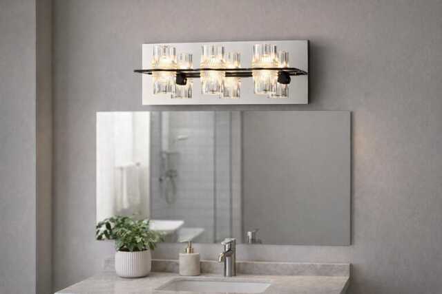 Black Metal & Acrylic Led Wall Sconce - Modern Bathroom Lighting - image 1