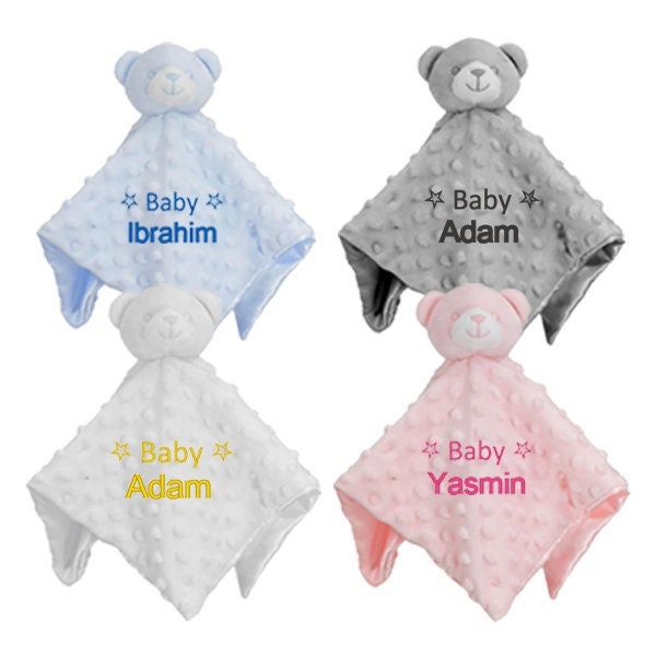Personalised Embroidery Comforter, Newborn Gift - Baby Teddy Bear - image 1