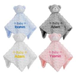 Personalised Embroidery Comforter, Newborn Gift - Baby Teddy Bear - thumbnail 1