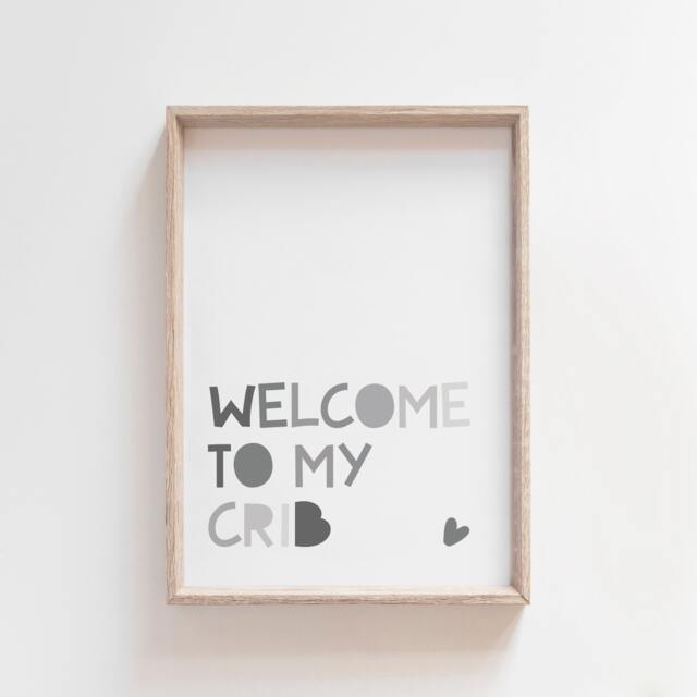 Welcome To My Crib Print, Boys Nursery Wall Art, Grey, Baby Boy Gift, Newborn, Home Decor, Bedroom, Decor - image 1