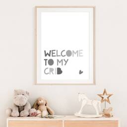 Welcome To My Crib Print, Boys Nursery Wall Art, Grey, Baby Boy Gift, Newborn, Home Decor, Bedroom, Decor - thumbnail 2