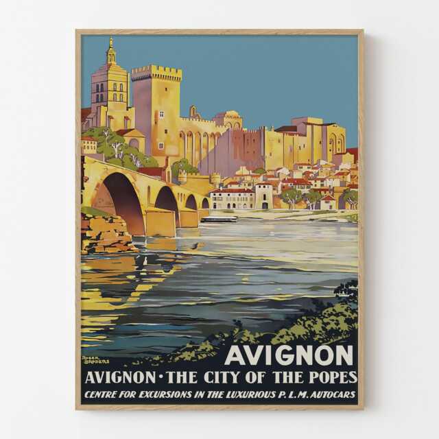 Avignon France Vintage Travel Poster, City Of The Popes Retro Tourism Wall Art Print - image 1