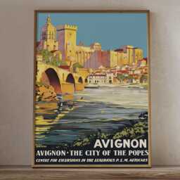 Avignon France Vintage Travel Poster, City Of The Popes Retro Tourism Wall Art Print - thumbnail 2
