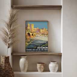 Avignon France Vintage Travel Poster, City Of The Popes Retro Tourism Wall Art Print - thumbnail 3