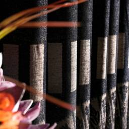 Black Damask Curtain Panel Luxury Striped Drape, Custom Size - thumbnail 4