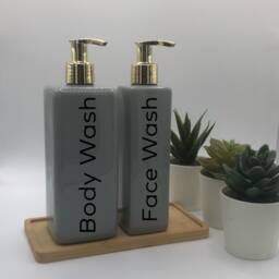 Personalised Grey Square Soap Dispenser Bottle With Gold Pump 250Ml & 500Ml - thumbnail 2