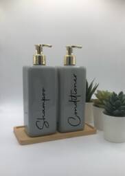Personalised Grey Square Soap Dispenser Bottle With Gold Pump 250Ml & 500Ml - thumbnail 1