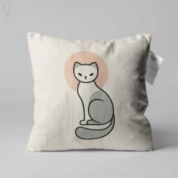 Handmade Cat Cushion Cover Pastel Velvet Pillow, Double Sided Print - thumbnail 1