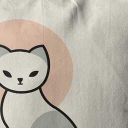 Handmade Cat Cushion Cover Pastel Velvet Pillow, Double Sided Print - thumbnail 2
