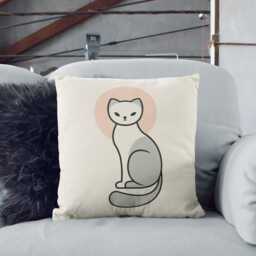 Handmade Cat Cushion Cover Pastel Velvet Pillow, Double Sided Print - thumbnail 3