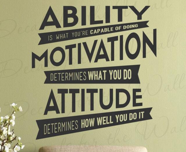 Ability Is What Youre Capable Of Doing Motivation Attitudel You Do Lou Holtz Character Inspirational Motivational Wall Vinyl Decal Art Q92 - image 1