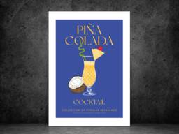 Pina Colada Cocktail Art Print Poster - Party Signature Drink Sign Trendy Wall Decor Minimalist Elegant Retro Gift A5 A4 A3 - thumbnail 1