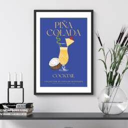 Pina Colada Cocktail Art Print Poster - Party Signature Drink Sign Trendy Wall Decor Minimalist Elegant Retro Gift A5 A4 A3 - thumbnail 2