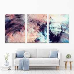 Abstract Ink Canvas Print Trio Blue & Pink Wall Art - thumbnail 1