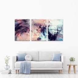Abstract Ink Canvas Print Trio Blue & Pink Wall Art - thumbnail 2