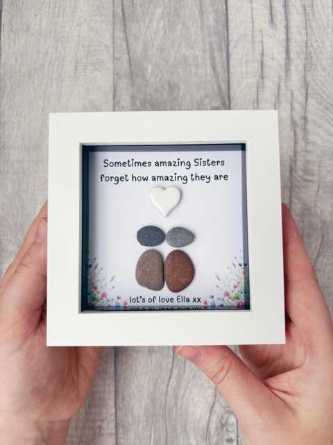 Personalised Sister Pebble Art Gift, Picture Frame Best Keepsake Present, Birthday Or Christmas Gift Idea, in Law - image 1