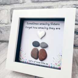 Personalised Sister Pebble Art Gift, Picture Frame Best Keepsake Present, Birthday Or Christmas Gift Idea, in Law - thumbnail 3