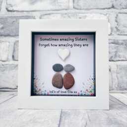 Personalised Sister Pebble Art Gift, Picture Frame Best Keepsake Present, Birthday Or Christmas Gift Idea, in Law - thumbnail 2