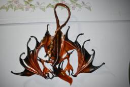 Leather Bronze Dragon Wall Hanging - Large 28 Inch Wingspan This One Available Now. On Sale For Old Stock