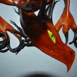 Leather Bronze Dragon Wall Hanging - Large 28 Inch Wingspan This One Available Now. On Sale For Old Stock - thumbnail 4