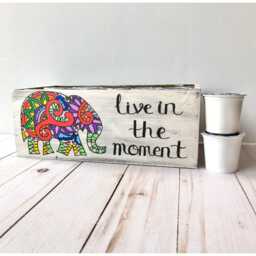 Hand Painted Elephant Succulent Planter Live in The Moment Decor - thumbnail 4