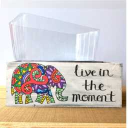 Hand Painted Elephant Succulent Planter Live in The Moment Decor - thumbnail 3