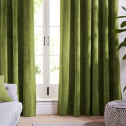 Premium Light Olive Green Velvet Curtains & Drapes Soft Panels Natural Window Treatment Cotton Blend
