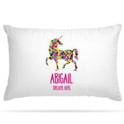 Customised Unicorn Mosaic Pillow Case Personalised Gifts For Sleepover Party - Home Decor Cute Room & Birthday Decoration Girls - thumbnail 2
