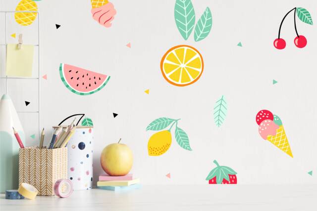 Tutti Frutti Wall Decals Tropical Fruit Stickers, Kids Room Decor - 58 Pack - image 1